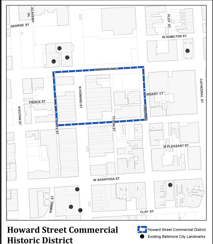 Map of the Howard Street Commercial Historic District